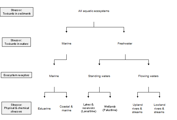 Figure 2 Classification of ecosystem type for each of the broad categories of indicator types (in grey text boxes)